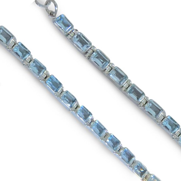 Sterling Silver 16ct Blue Topaz Bracelet - Picture 6 of 7